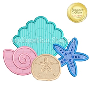 Seashell Collage Scene Applique Machine Embroidery Design shell starfish sand dollar INSTANT DOWNLOAD