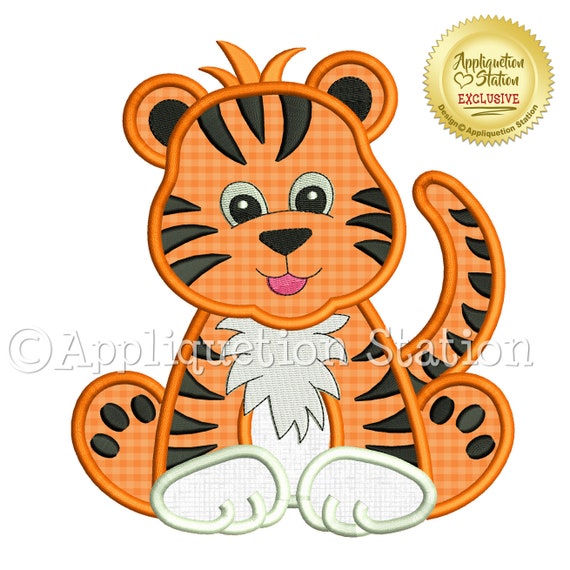 Applique Tigre Macchina Ricamo Design Zoo Baby Cub Jungle Safari.