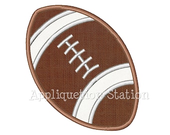 May include: A brown and white football with white stitching. The football is on a white background.