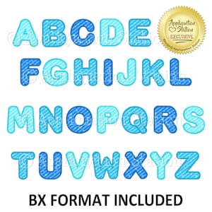 NB 6 Größen Abgerundetes Alphabet Satin Applikation Schriftsatz Maschinenstickerei Fett Junge oder Mädchen INSTANT DOWNLOAD