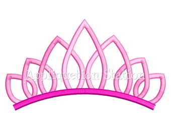 Tiara Crown Machine Embroidery Design pink Princess Queen Birthday INSTANT DOWNLOAD