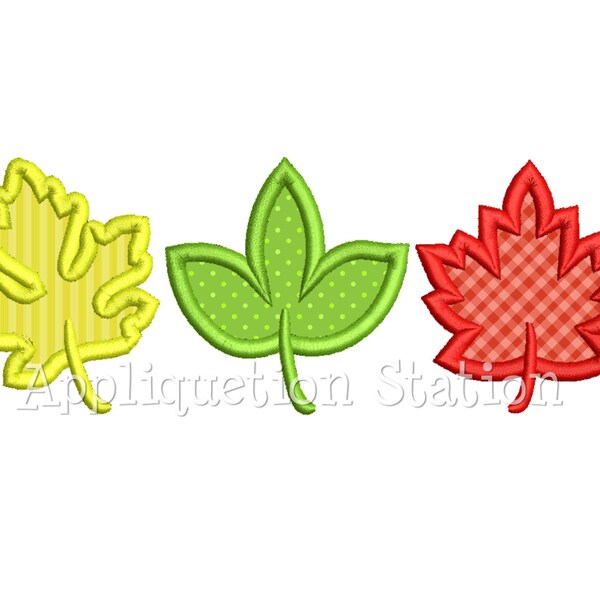 Leaf Trio Applique Machine Embroidery Design Fall thanksgiving INSTANT DOWNLOAD