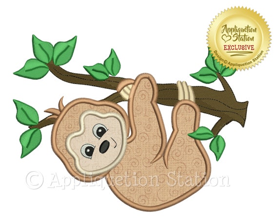 Zoo Bebe Perezoso Nino Applique Maquina Diseno Colgante Rama Etsy