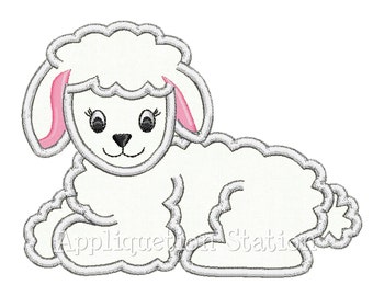 Easter Lamb Applique Machine Embroidery Design Baby White Sheep INSTANT DOWNLOAD