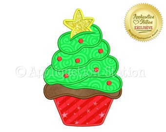 Christmas Tree Cupcake Machine Embroidery Designs winter holiday star INSTANT DOWNLOAD