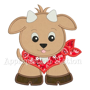 Applique Goat Machine Embroidery Design Farm Bandana Baby Animal Boy Cute INSTANT DOWNLOAD