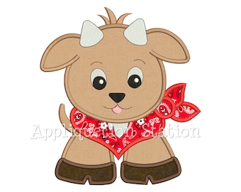 Applique Goat Machine Embroidery Design Farm Bandana Baby Animal Boy Cute INSTANT DOWNLOAD