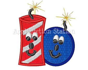 Firecrackers Applique Machine Embroidery Design Pattern Boy baby flag Patriotic 4th of July Fireworks sparkler INSTANT DOWNLOAD