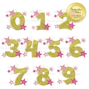 BX Star Numbers Set Birthday Applique Machine Embroidery Design 1,2,3,4,5,6,7,8,9,0 INSTANT DOWNLOAD