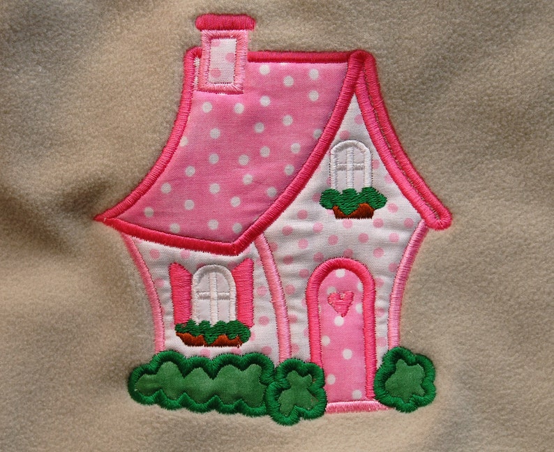 Charming Cottage House Applique Machine Embroidery Design Pink Etsy