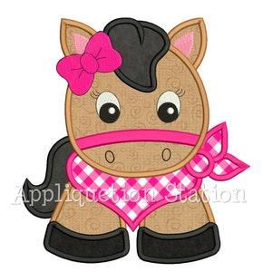 Bandana Baby Girl Horse Applique Machine Embroidery Design Farm Animal Cute INSTANT DOWNLOAD