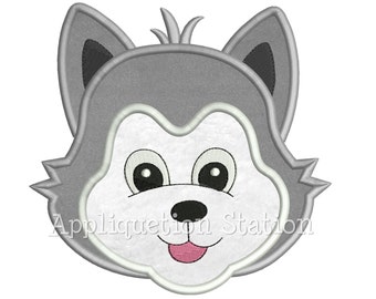 Applique Wolf Head Machine Embroidery Design Zoo Baby Pup Boy Cute Woodland animal INSTANT DOWNLOAD