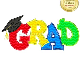 Grad Graduate Applique Machine Embroidery Design Graduation Cap Saying INSTANT DOWNLOAD