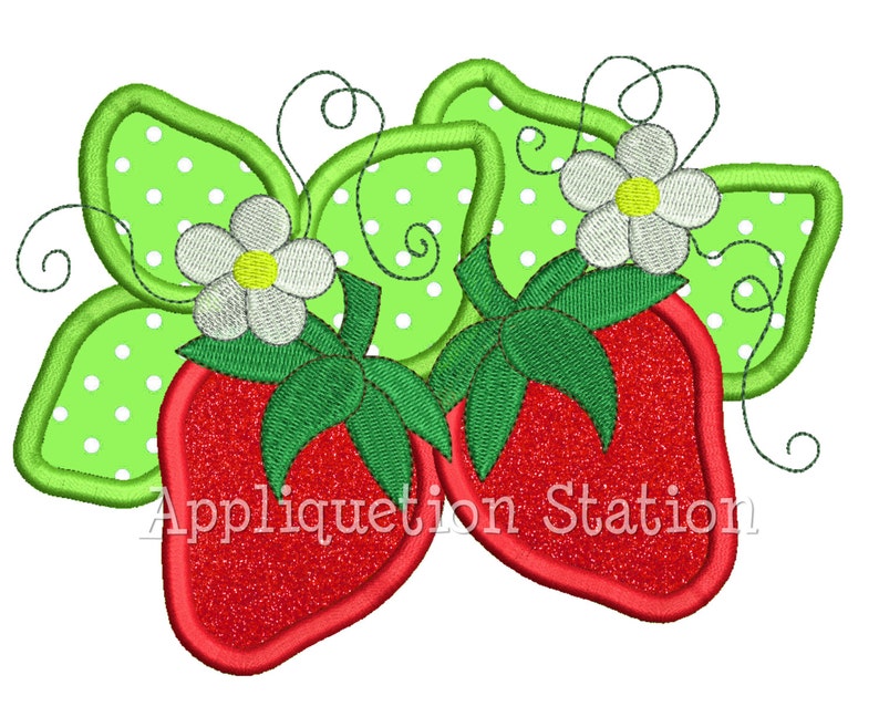 Strawberries Flower Applique Machine Embroidery Design Girl Etsy