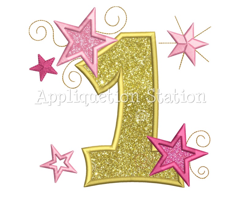 Star Number One 1st Birthday Applique Machine Embroidery - Etsy