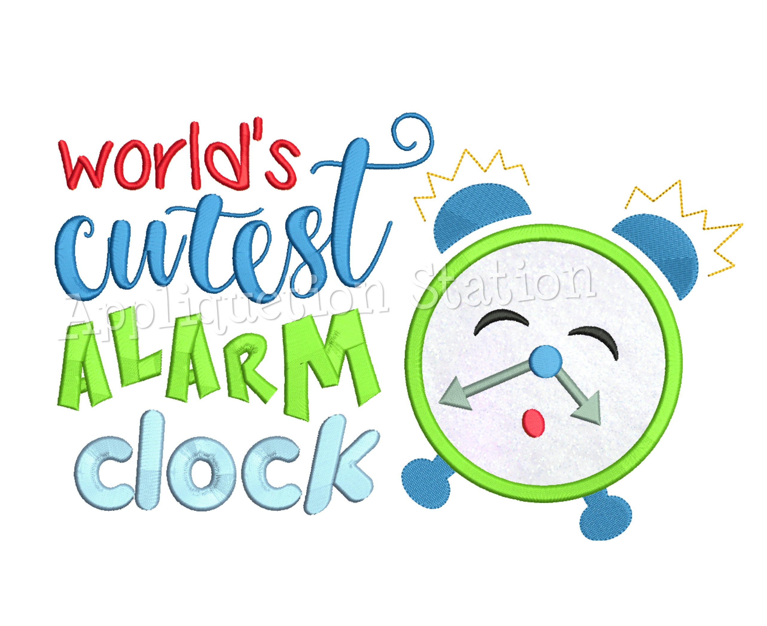 World's Cutest Alarm Clock Applique Machine Embroidery Etsy