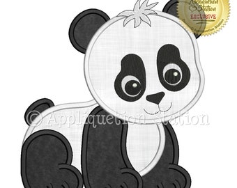 Applique Panda Machine Embroidery Design Zoo Pals Boy Girl Cute Rain forest animal baby INSTANT DOWNLOAD