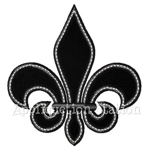 Applique Fleur De Lis Machine Embroidery Design Black White INSTANT DOWNLOAD