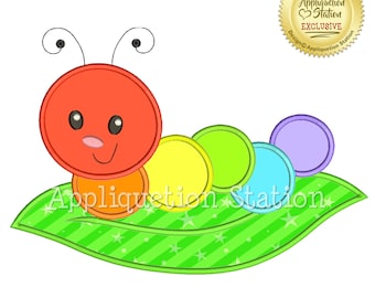 Cute Bugzee Rainbow Caterpillar Applique Machine Embroidery Design boy/girl baby insect bug worm  INSTANT DOWNLOAD