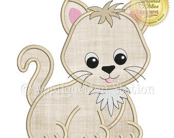 Applique Kitten Machine Embroidery Design Zoo Pals Boy Girl Cute Cat animal baby INSTANT DOWNLOAD