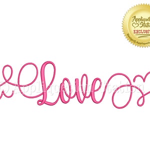 Love Script Machine Embroidery Design Cursive hearts Filigree Wedding INSTANT DOWNLOAD