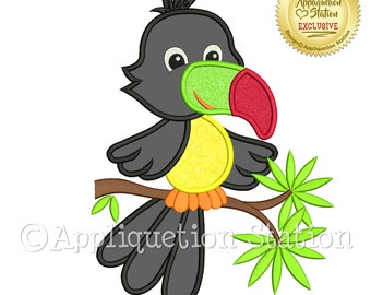 Appliqué toekan machine borduurwerk ontwerp veer baby jungle dieren tropische vogel INSTANT DOWNLOAD