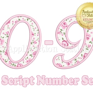 BX Script Numbers Set Applique Machine Embroidery Design Cursive 1 2 3 ...