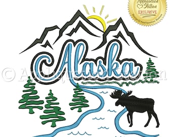 Alaska Machine Embroidery Design Pattern Family Vacation shirt US State INSTANT DOWNLOAD