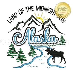 Alaska Machine Embroidery Design Pattern Vacation US State Land of the Midnight Sun INSTANT DOWNLOAD
