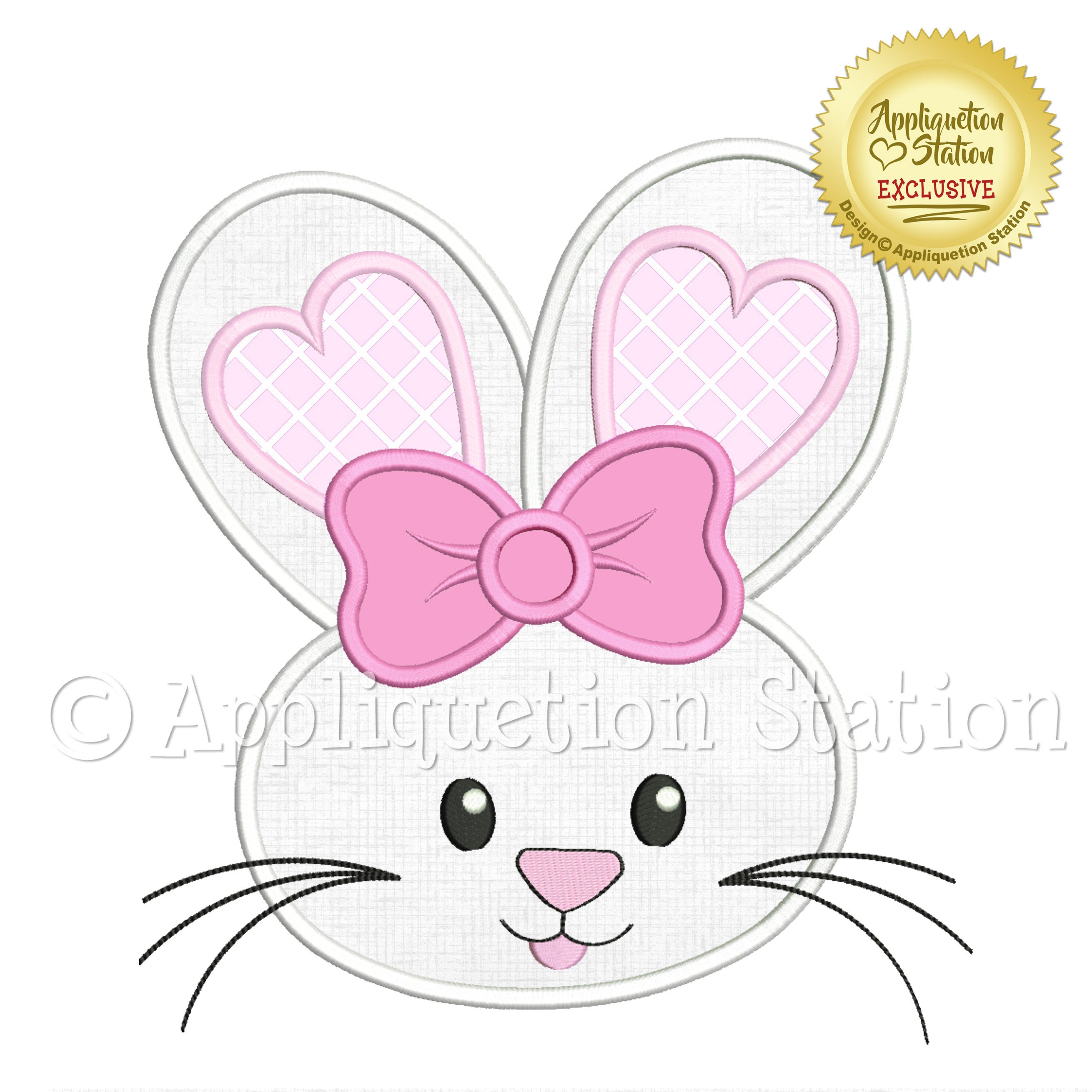 Easter Bunny With Heart Ears Girl Applique Machine