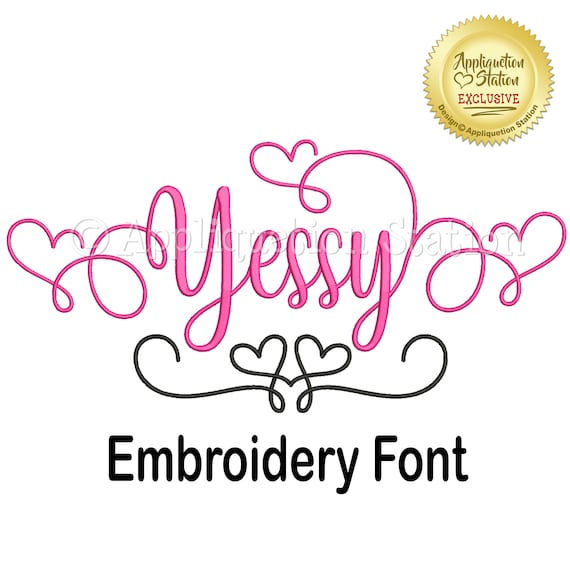 BXフォント Yessy マシン刺繍デザイン アルファベット スクリプト 筆記