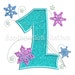 Snowflakes Number One 1st Birthday Applique Machine Embroidery Design