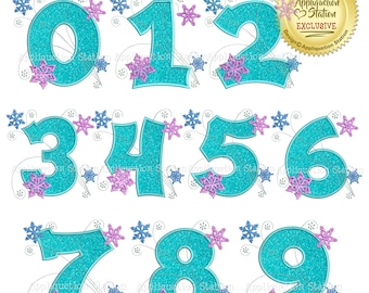 BX Snowflake Numbers Set Birthday Applique Machine Embroidery Design Frozen Winter 1,2,3,4,5,6,7,8,9,0 INSTANT DOWNLOAD