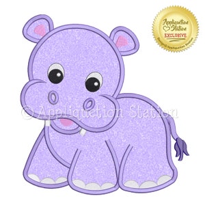 Applikation Nilpferd Maschinenstickerei Zoo Pals Junge Mädchen niedlich Safari Tier Baby INSTANT DOWNLOAD