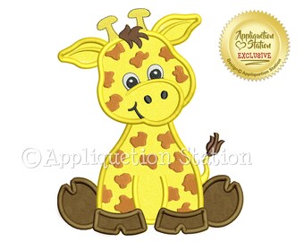 Applique Giraffe Machine Embroidery Design  Zoo Baby Cute Safari animal INSTANT DOWNLOAD