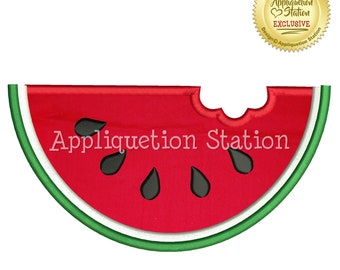 Watermelon Slice Applique Machine Embroidery Design Girl summer with seeds green red fruit INSTANT DOWNLOAD