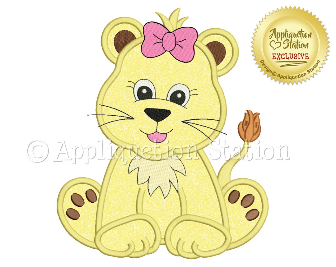Applique Lion Machine Embroidery Design Zoo Baby Girl Lioness Etsy