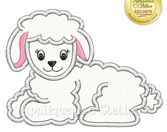 Easter Lamb Applique Machine Embroidery Design Baby White Sheep INSTANT DOWNLOAD