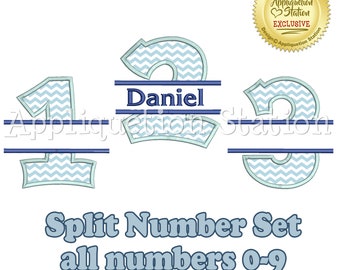 BX Split Design Birthday Numbers Set Applique Machine Embroidery Design 1st first boy girl 0,1,2,3,4,5,6,7,8,9 blue  INSTANT DOWNLOAD