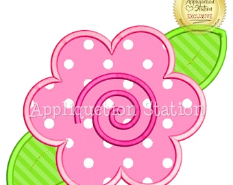 Flower Swirl Applique Machine Embroidery Design Pink INSTANT DOWNLOAD