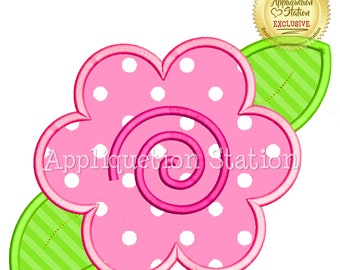 Flower Swirl Applique Machine Embroidery Design Pink INSTANT DOWNLOAD