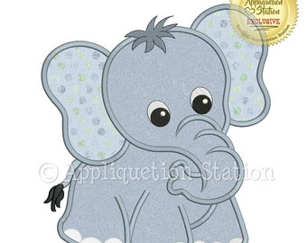 Applique Elephant Machine Embroidery Design Zoo Pals Boy Girl Cute Safari animal baby INSTANT DOWNLOAD