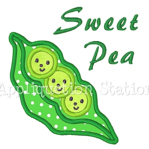Baby Peas in a Pod Sweet Pea Applique Machine Embroidery Design green vegetable veggie boy/girl baby triplets INSTANT DOWNLOAD