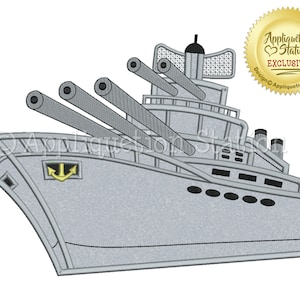 Battleship Applique Machine Embroidery Design boy destroyer ship boat Navy Military INSTANT DOWNLOAD