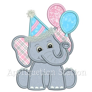 Birthday Penn Elephant Embroidered Boy Bubble