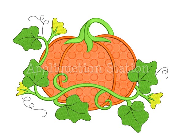 Garden Pumpkin With Vine Applique Machine Embroidery Design - Etsy New Zealand Garden Pumpkin With Vine Applique Machine Embroidery Design - Etsy New Zealand