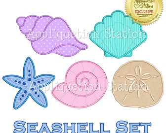 Seashell Set Applique Machine Embroidery Design sea shell starfish sand dollar INSTANT DOWNLOAD