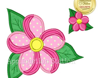 Tropical Flower Two-tone with mini Applique Machine Embroidery Design pink matching mini summer INSTANT DOWNLOAD