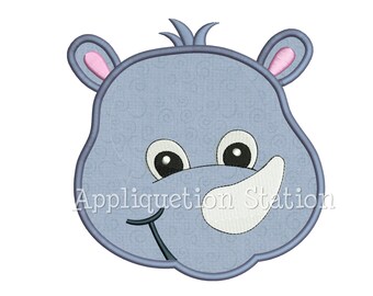 Zoo Baby Head Rhino Applique Machine Embroidery Design Boy Cute Safari animal INSTANT DOWNLOAD