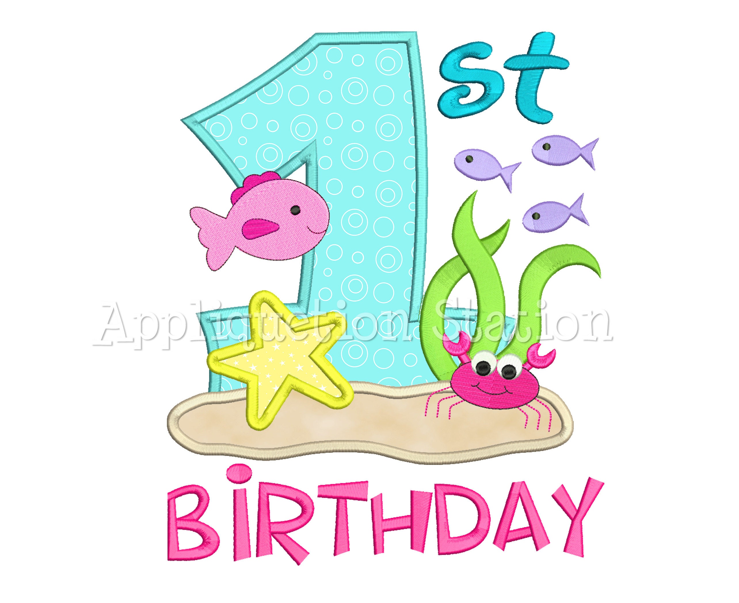 One Applique 1st Birthday Applique Tropical Birthday Applique Coral Birthday Applique